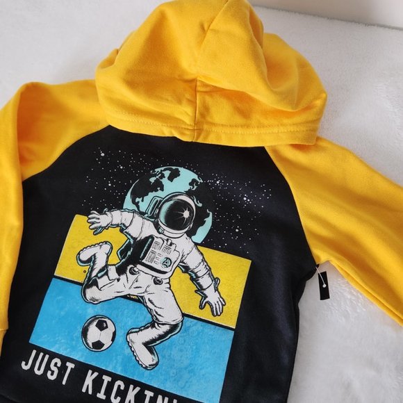 NWT OT Revolution Boys Astronaut Soccer Hoodie Yellow Black Space Fleece Size 4 - Picture 13 of 13